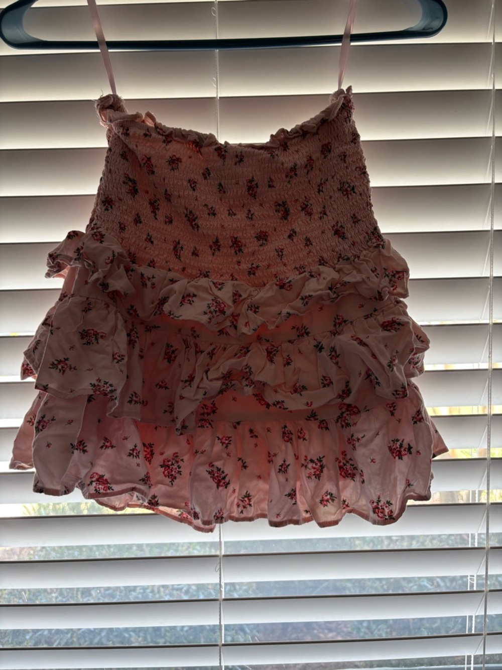 Cotton Candy Pink Floral Ruffle Mini Skirt